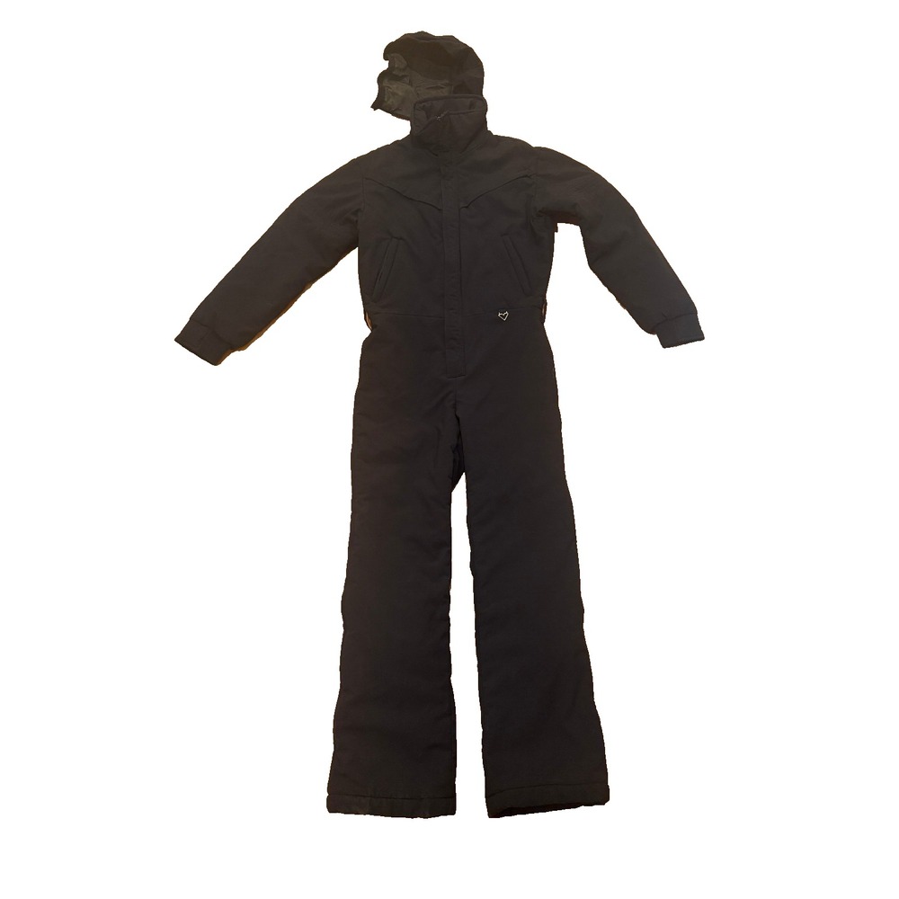VTG 90s Obermeyer Women's Black Ski Snow Suit Schoeller Retro Hood Heart Charm S - Picture 4 of 9